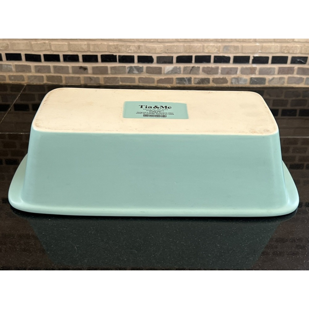 'Treat Yourself' Stoneware Loaf Pan Turquoise Bread Baking Dish Tia And Me - Picture 3 of 7